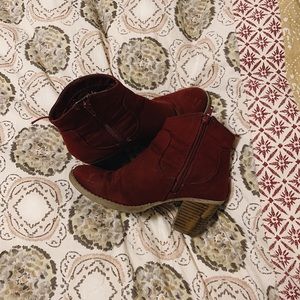 Red ankle boots